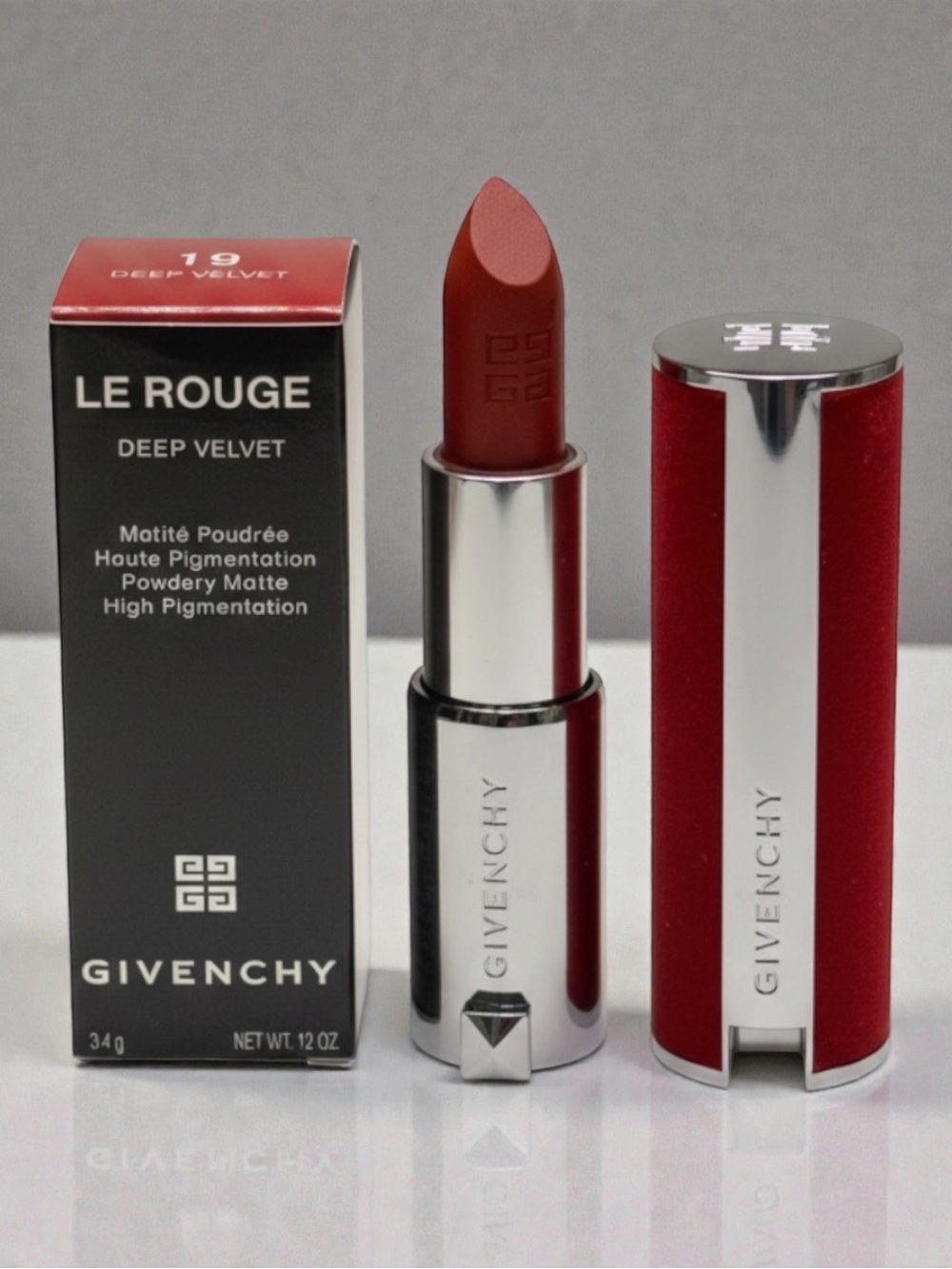 Givenchy Le Rouge Deep Velvet Matte Lipstick #19 Rouge Santal Rare Velvet Case